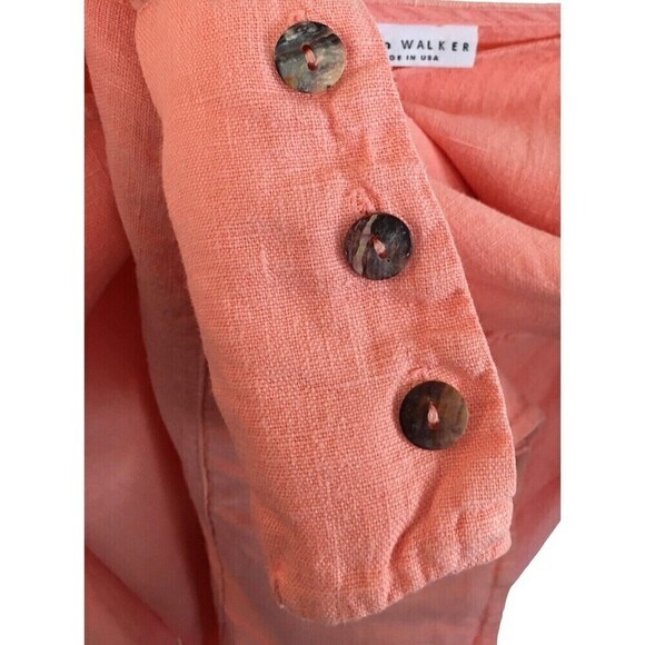 Bryn Walker Size Medium Pink Tunic Lagenlook 3/4 Sleeve Top Linen Button Detail - Picture 3 of 5